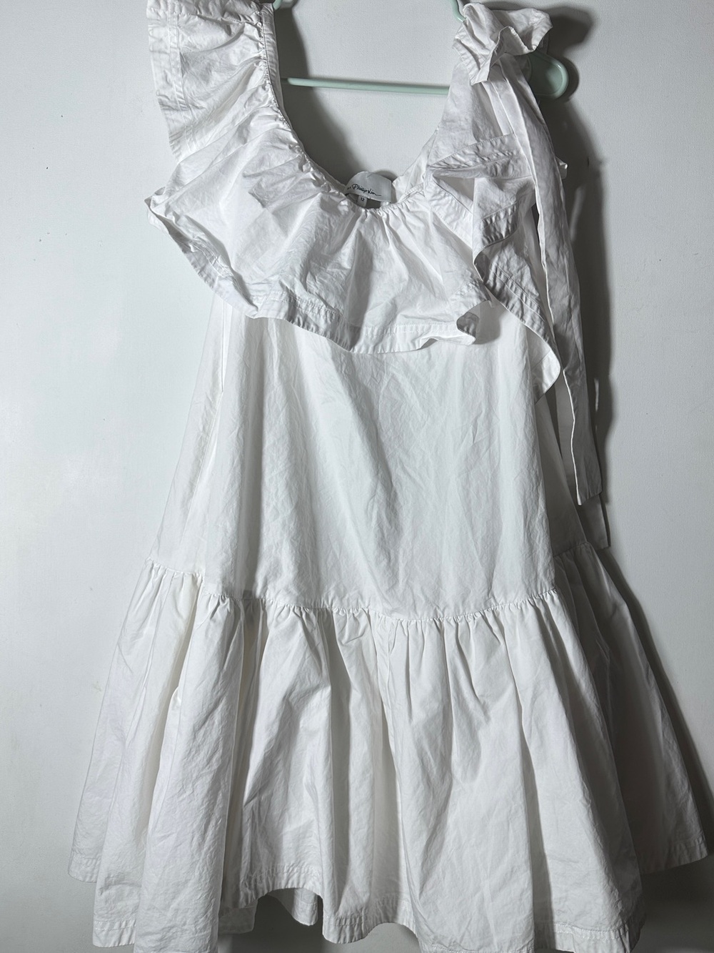 3.1 Phillip Lim White Ruffle Tie-Shoulder Mini Dress - Picture 2 of 4